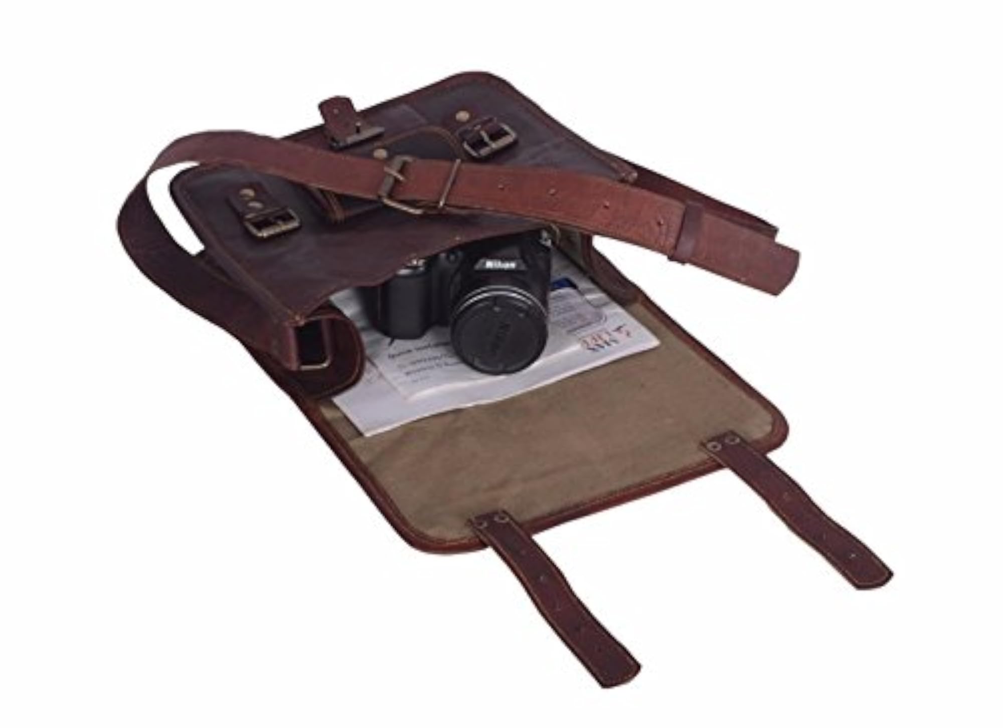 Leather 11-inch Padded Briefcase Brown Messenger Bag